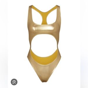 Skims Swim: Metallic Gold Monokini: 3X